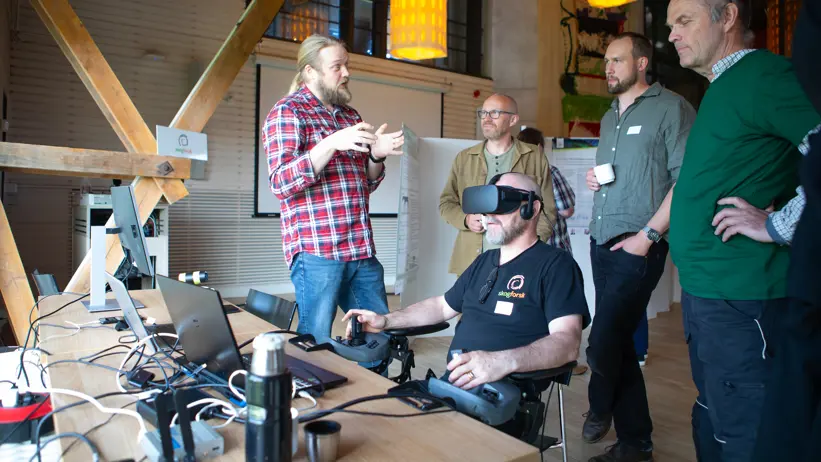 Photo showing test of VR technology.