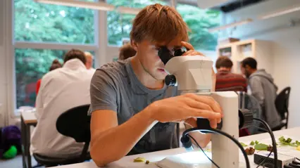 A student in the lab